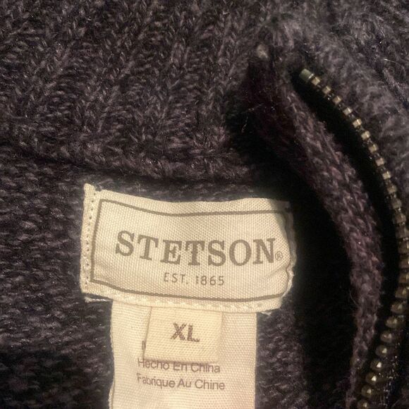 Men's Stetson Western Gray Patterned Sweater Zip up Cardigan XL - Picture 4 of 9